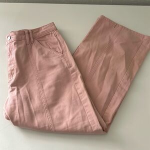 Forever 21 pink pleated double button wide leg jeans